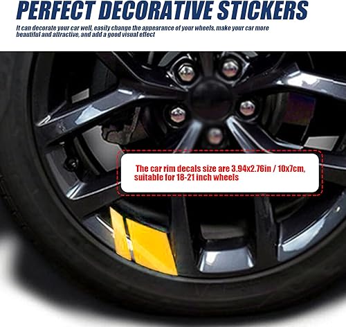 Miniatura 5 de 6 calcomanías reflectantes para neumáticos de automóvil, 3.9 x 2.7 pulgadas, decoración de rayas de seguridad, para llanta de 18 a 21 pulgadas,