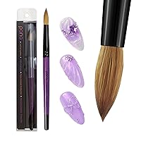 Vista 21 de PANA Pure Kolinsky Cepillo de uñas acrílico con mango de madera - forma redonda