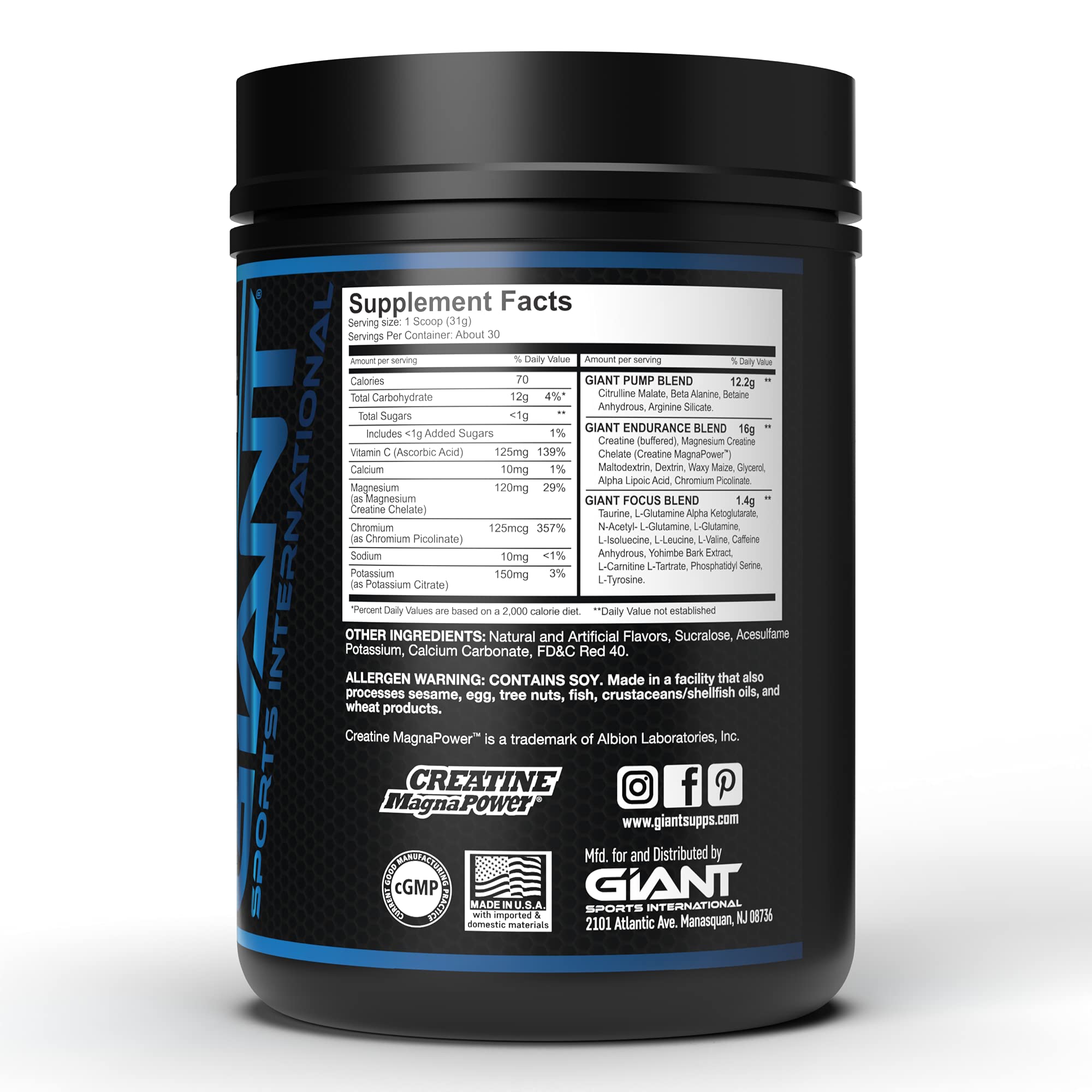 Giant Sports Giant Riot 6 in 1 Ultimate Pre-Workout - Pink Lemonade - 30 Servings - 914 gr. - Malato de Citrulina - Creatina - Arginina - Beta Alanina - BCAA - Taurina : Amazon.com.mx: Salud y Cuidado Personal