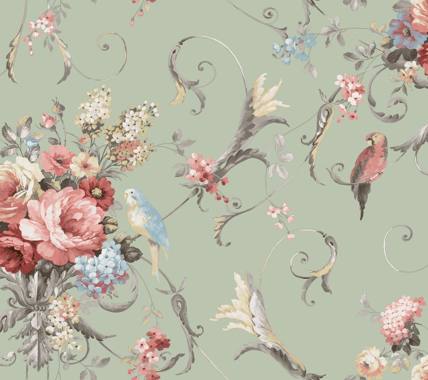 Papier peint autocollant perroquets eucalyptus aux détails floraux luxueux