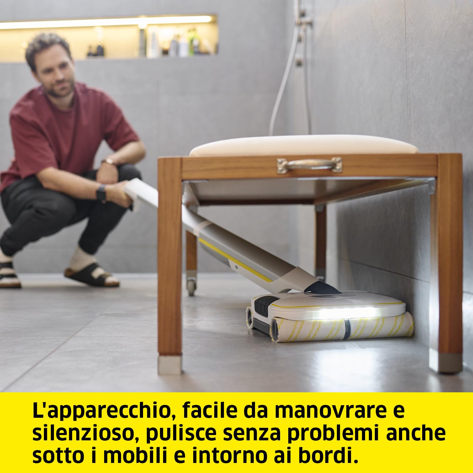 KÄRCHER Lavapavimenti FC 8 Smart Signature Line, Cordless, Lavapavimenti a batteria con 4 rulli rotanti in microfibra montati, App, 60 min autonomia, Pet friendly, Aspira e Lava in una sola passata.