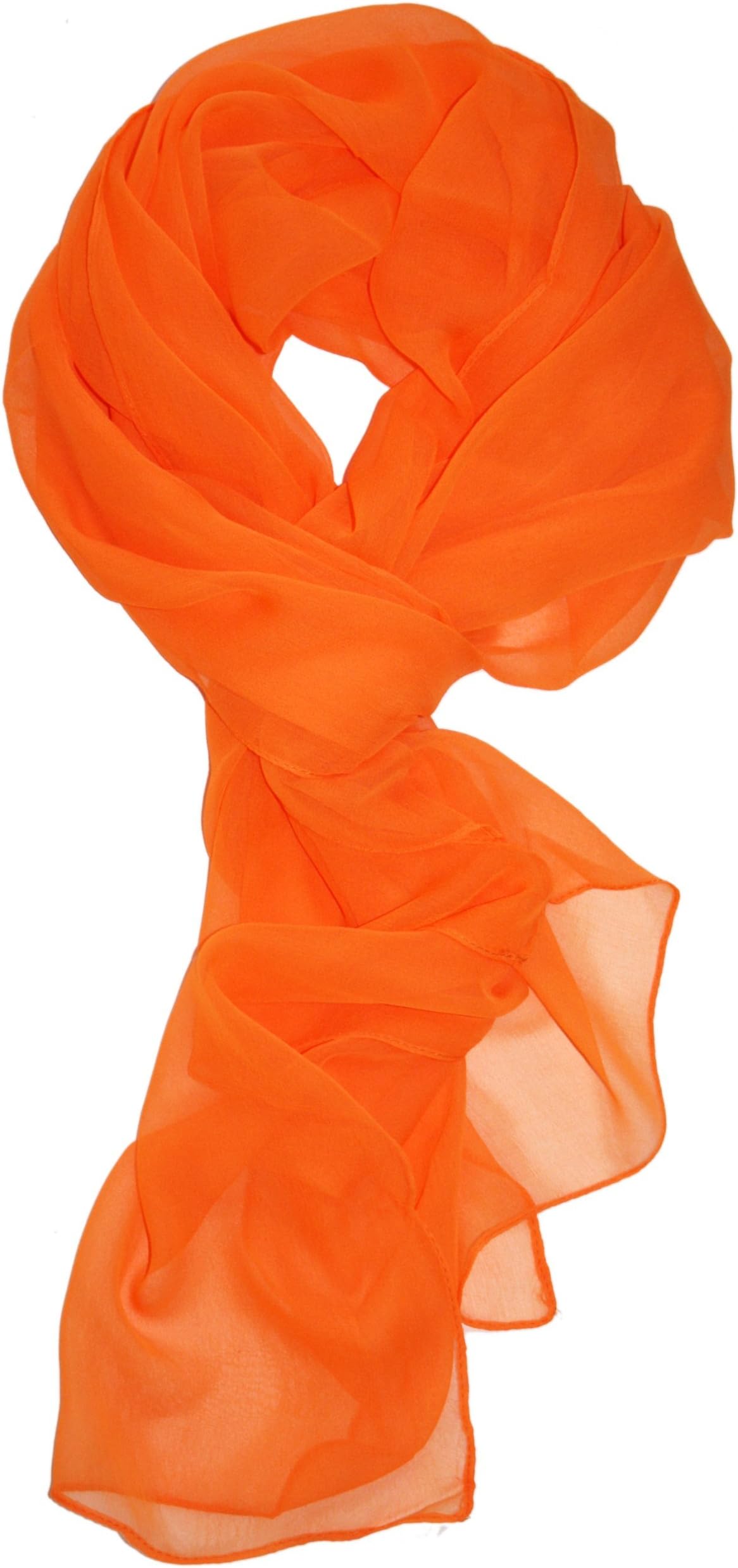 TC Silk Blend Oblong Chiffon Scarf in Solid Colors of Orange