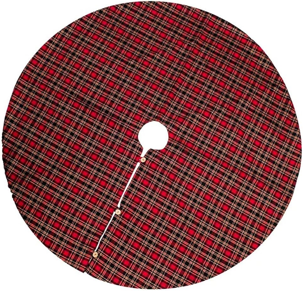 Fennco Styles Classic Tartan Plaid Tree Skirt 56 x 56 Inch Round - Red and Black Christmas Tree Skirt for Holiday Decorations, Special Events and Home Décor