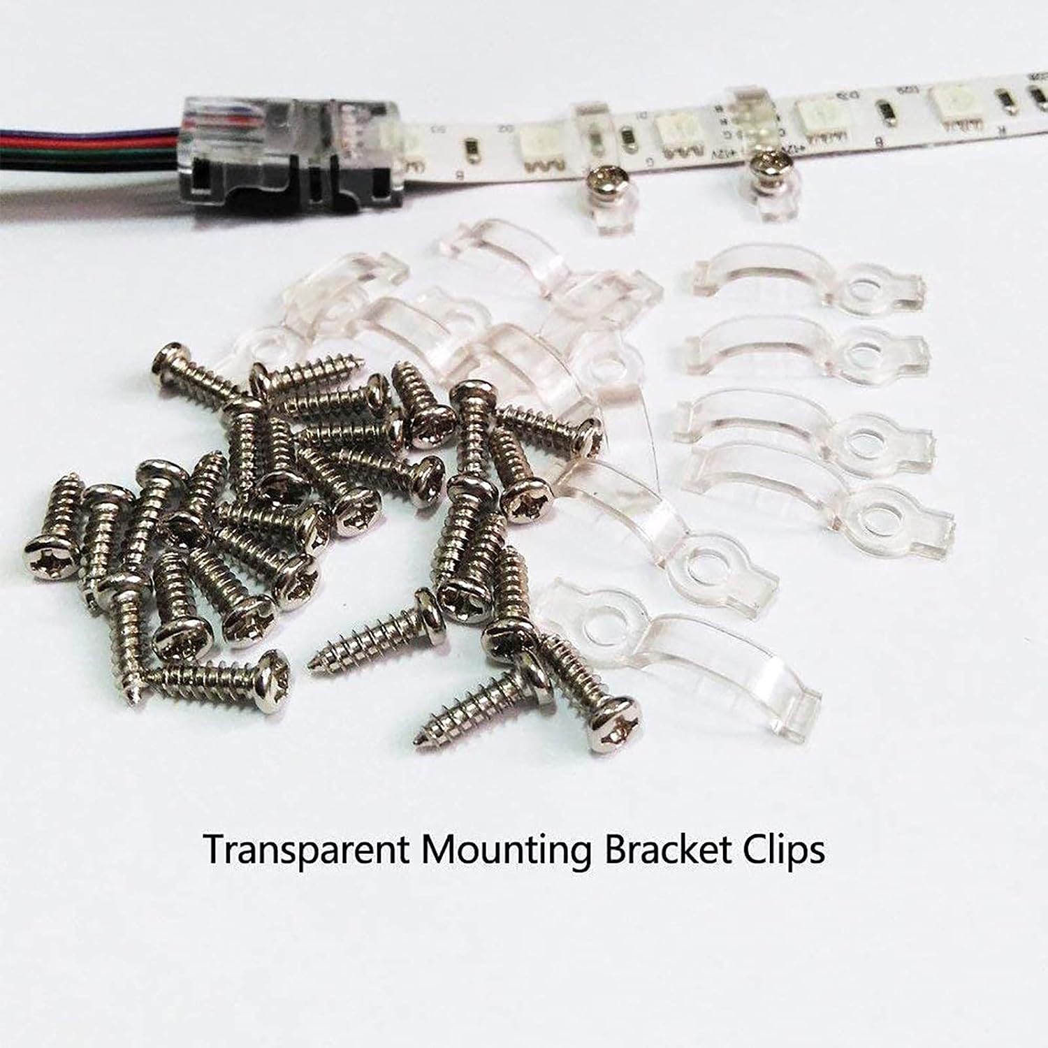 VIPMOON 100pcs Mounting Brackets Clips for 8mm Wide IP65 Waterproof 3528 2835 LED Strip Light, Screws Included