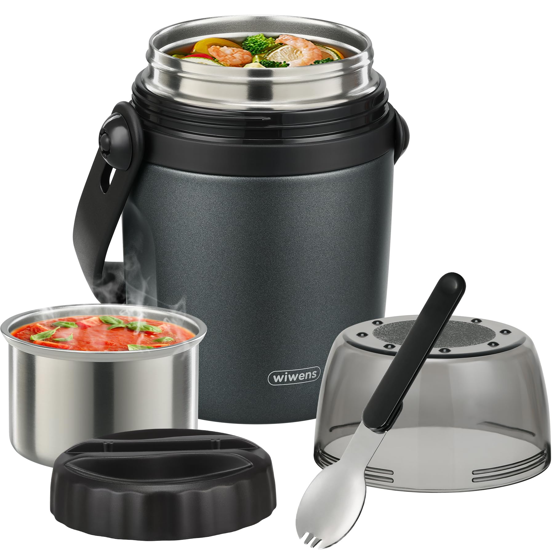 Recipientes de almuerzo de 32 onzas para adultos y niños, termo de sopa para comida caliente, acero inoxidable, aislado al vacío, a prueba de fugas, boca ancha, caja Bento térmica con cuchara y tapa
