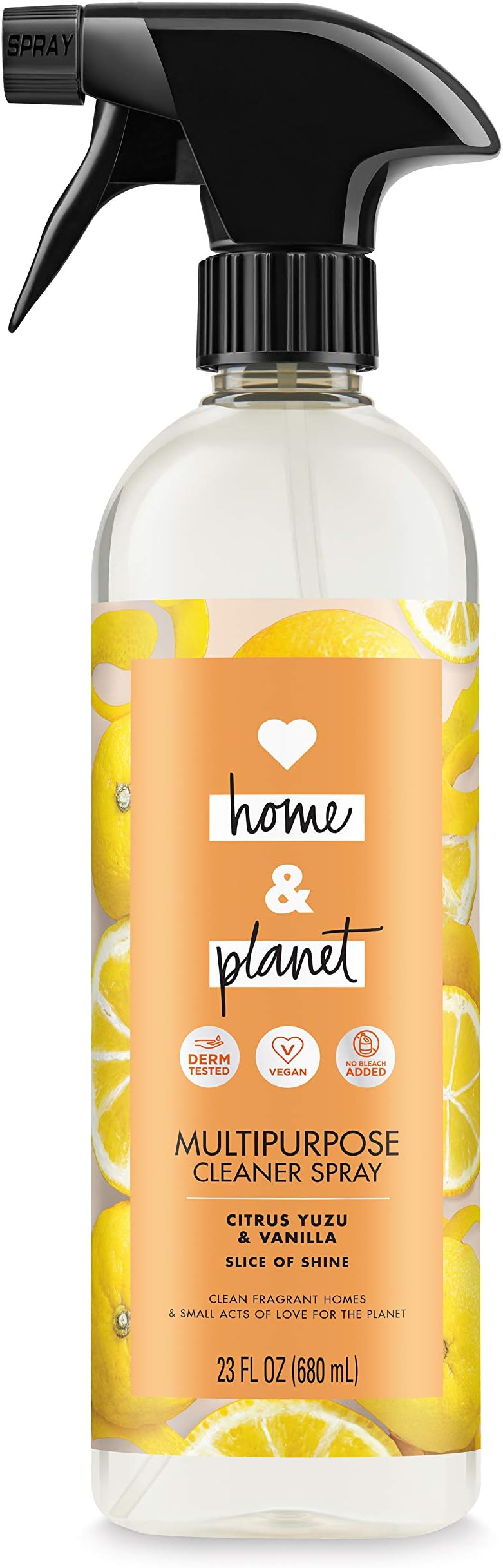 Love Home and Planet Multipurpose Cleaner Spray, Citrus Yuzu & Vanilla, 23 oz