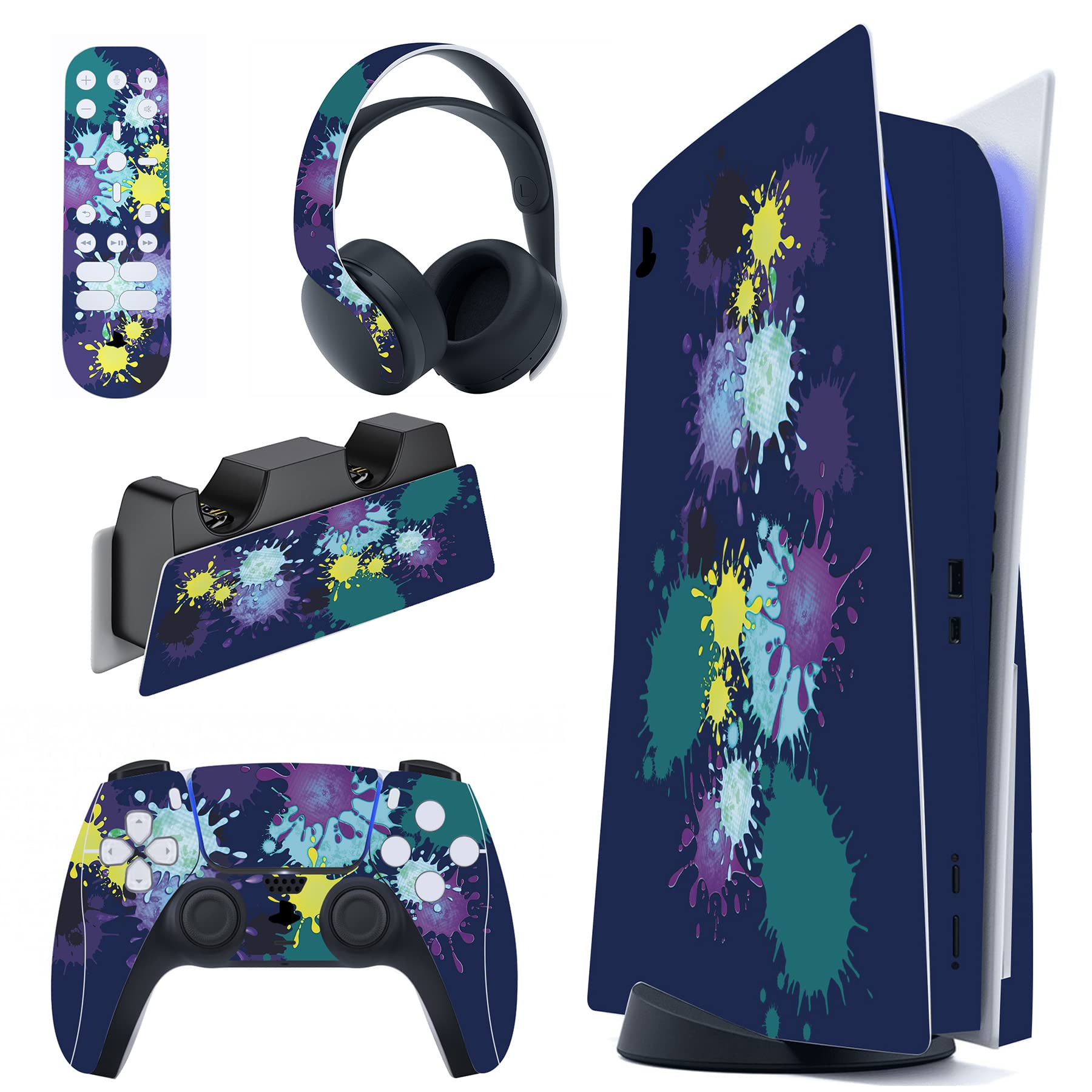 PlayVital Calcomanía Vinilo para ps5 Edición Disc - Pegatina Completa para Consola, Control, Estación de Recarga, Control Remoto y Audífonos, Skins Cubierta Protectora Adhesiva(Grano de Madera) — view 26
