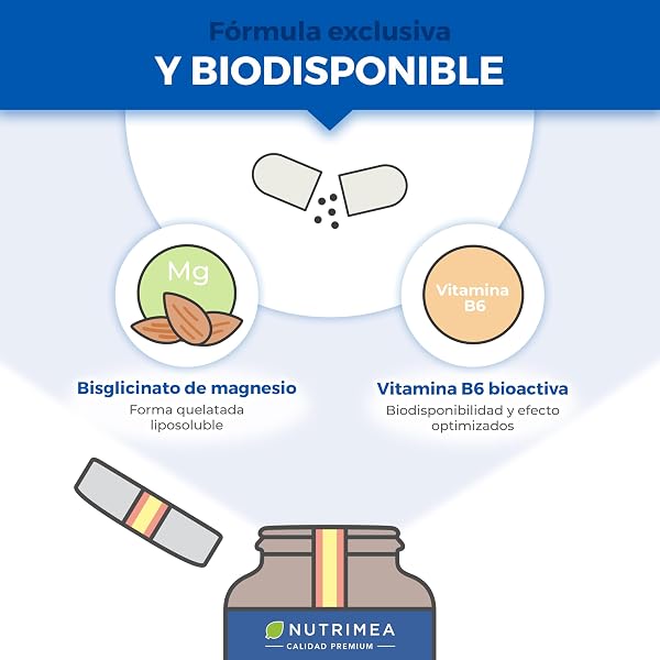 Magnesio Bisglicinato + Vitamina B6 Activa - Máxima Absorción y Tolerancia - Estrés, Fatiga y Calambres - Apoyo Muscular y Nervioso - Vegano, Sin Gluten ni Lactosa - 90 Cápsulas - Nutrimea - 4