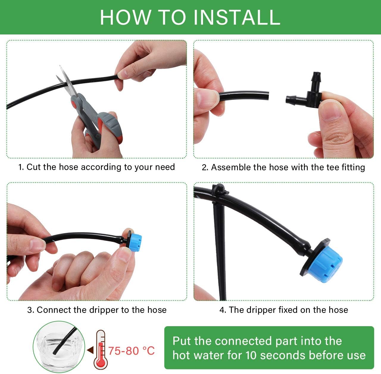 Bearbro Garden Irrigation System,130ft/40M Drip Irrigation,Automatic Micro Irrigation Kits,1/4" Blank Distribution Tubing Hose+Adjustable Nozzle Great for Garden Greenhouse, Flower Bed,Patio,Lawn : Patio, Lawn & Garden