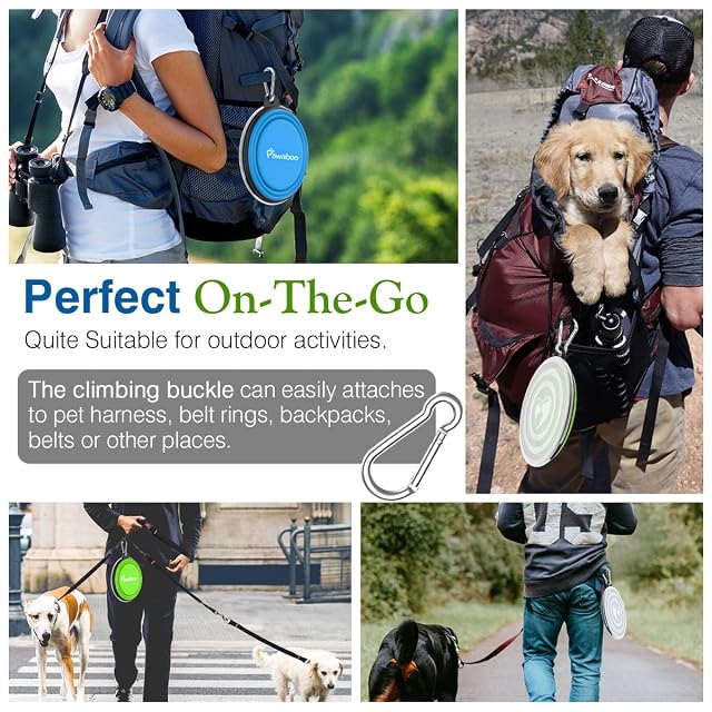 Foto 3 de 7 de Pawaboo Pack de 2 Cuencos de Viaje Plegables para Perros con Tapa