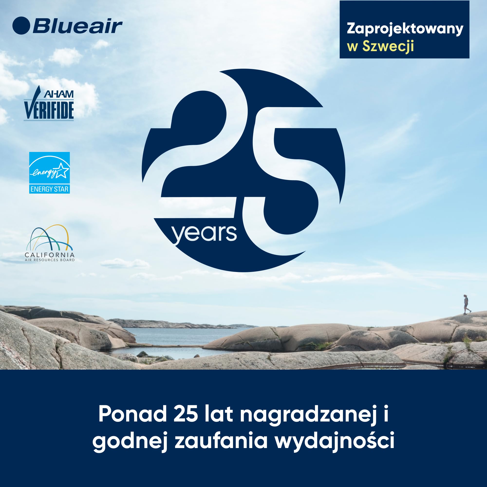 Blueair Blue Pure 3410 oczyszczacz powietrza, HEPA Silent, system filtracji do 86 m2, szary