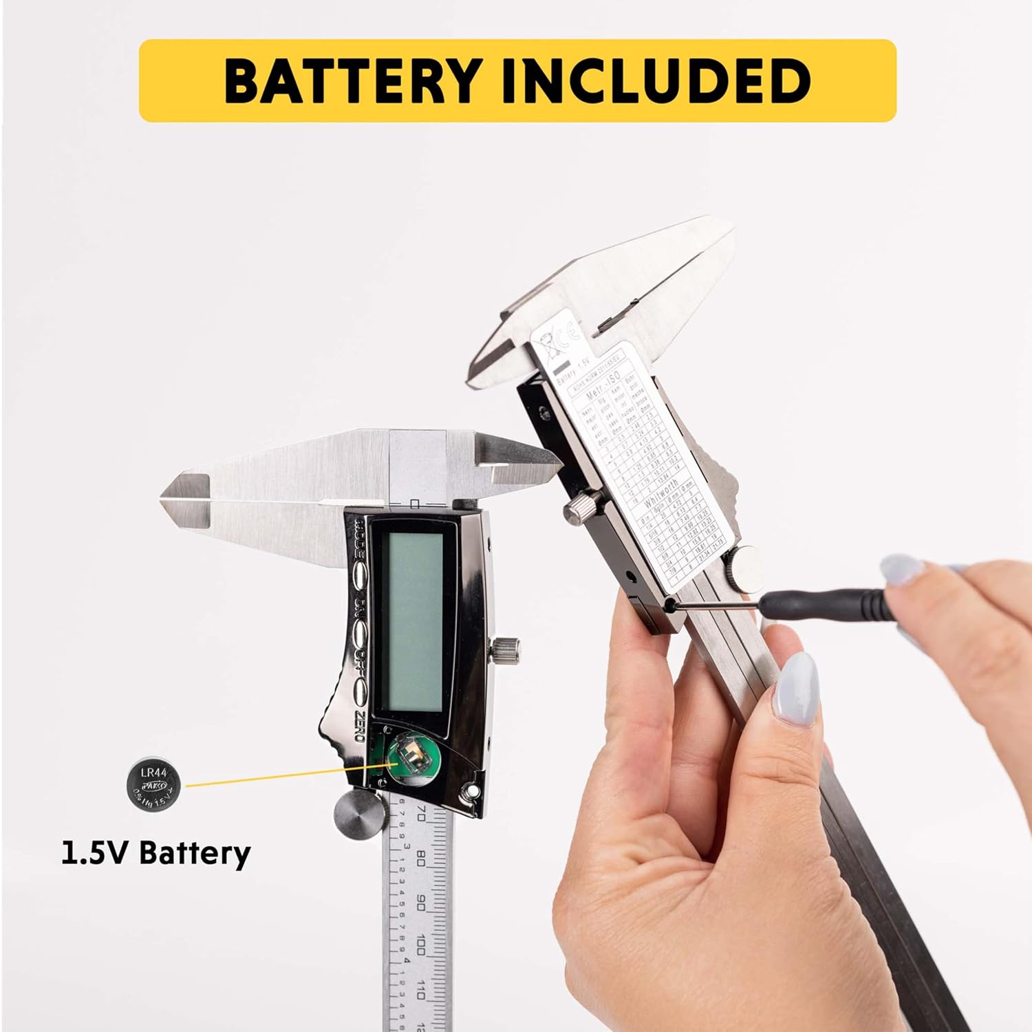General Tools Digital Caliper #147 - 6" Precision Measuring Tool - Stainless Steel Ruler