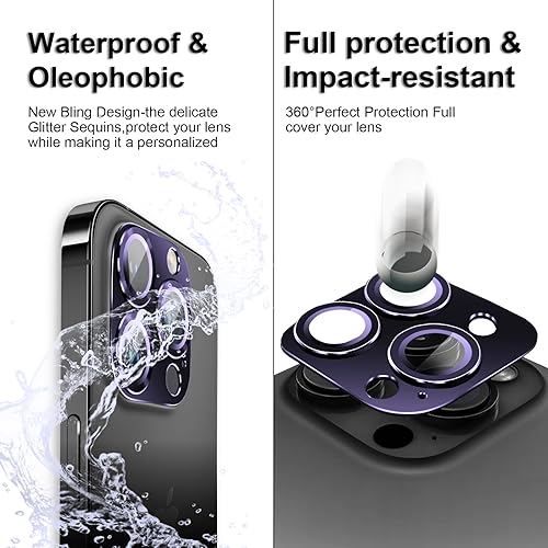 Miniatura 4 de SUPCHON Protector de lente de cámara para iPhone 14 Pro14 Pro Max, aleación de vidrio templado, cobertura completa, antiarañazos, protector de lente