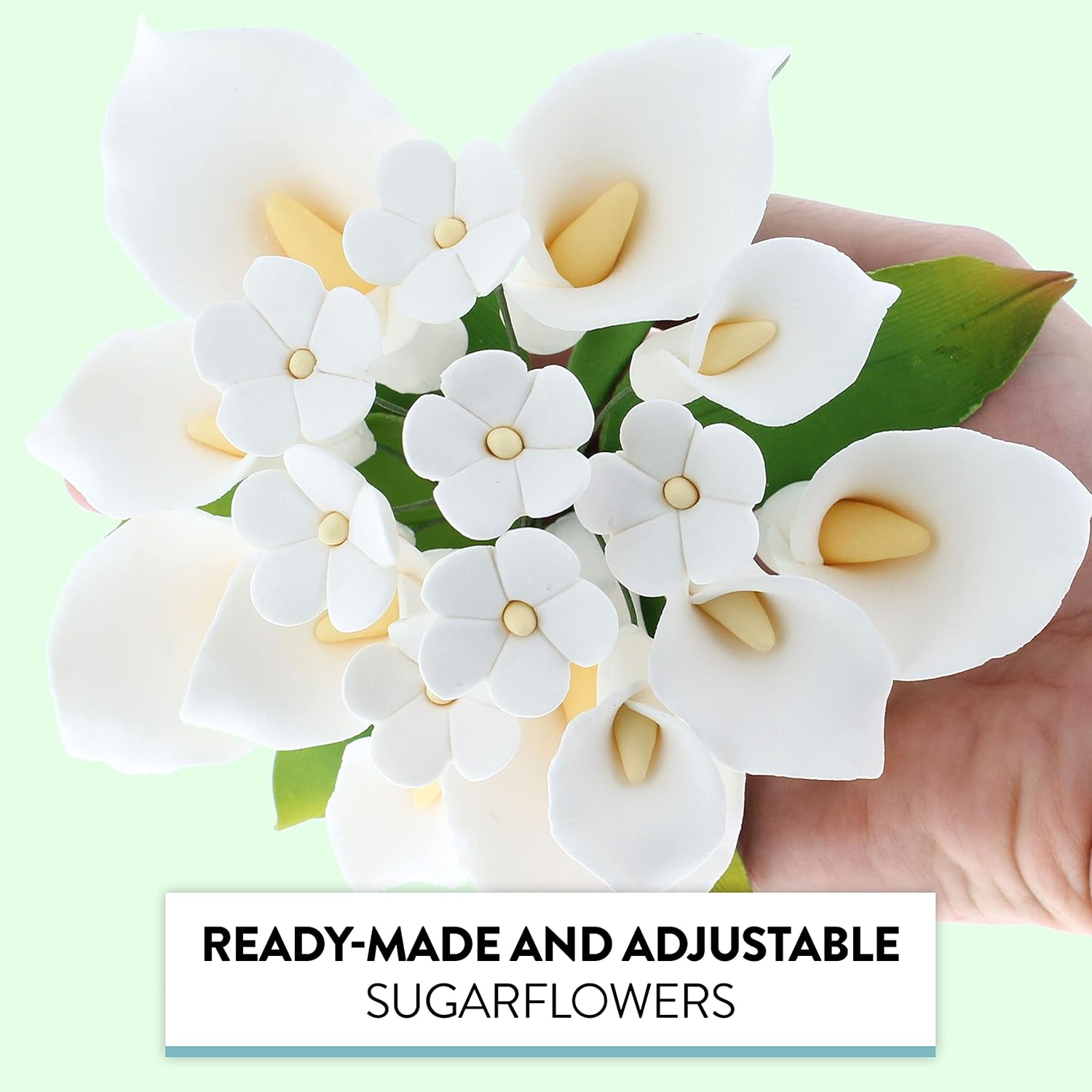 Global Sugar Art Calla Lily and Blossoms Sugar Flower Bouquet, White Wedding Cake Topper by Chef Alan Tetreault