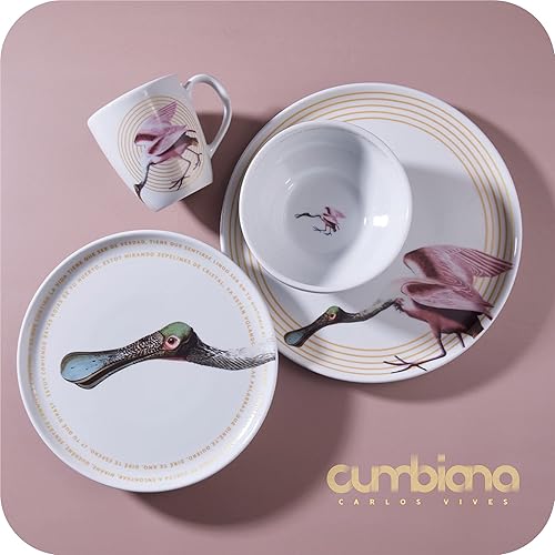 Miniatura 5 de Juego de vajilla Corona de 16 piezas de barro  Pato Cuchara  Servicio para 4 Porcelana  Set de Vajilla 4 puestos, 16 piezas  Cumbiana  Carlos Vives