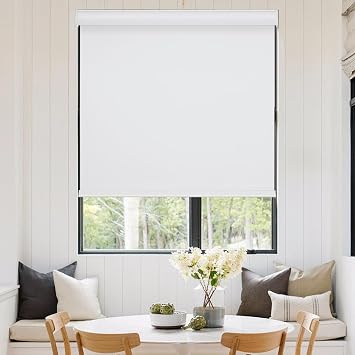 Changshade Blackout Roller Shades for Window, Cordless Blackout Blinds with Cassette Valance,Room Darkening Roller Blinds,Easy to Install for Bedroom,Living Room,Office,ROL40WT72Y,White