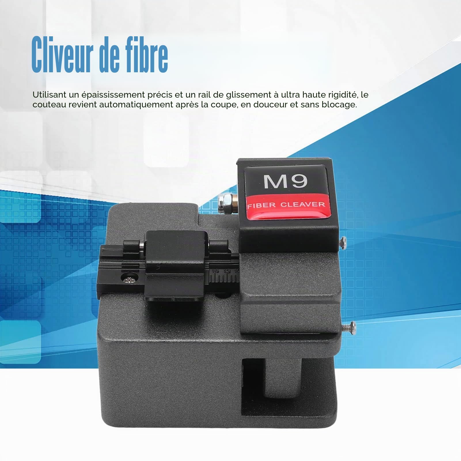 Couperet de Fibre Optique, 3 en 1 Machine de Découpe de Fibre Optique de Haute Précision Outil de Décapage de Câble Optique avec 16 Points de Clivage
