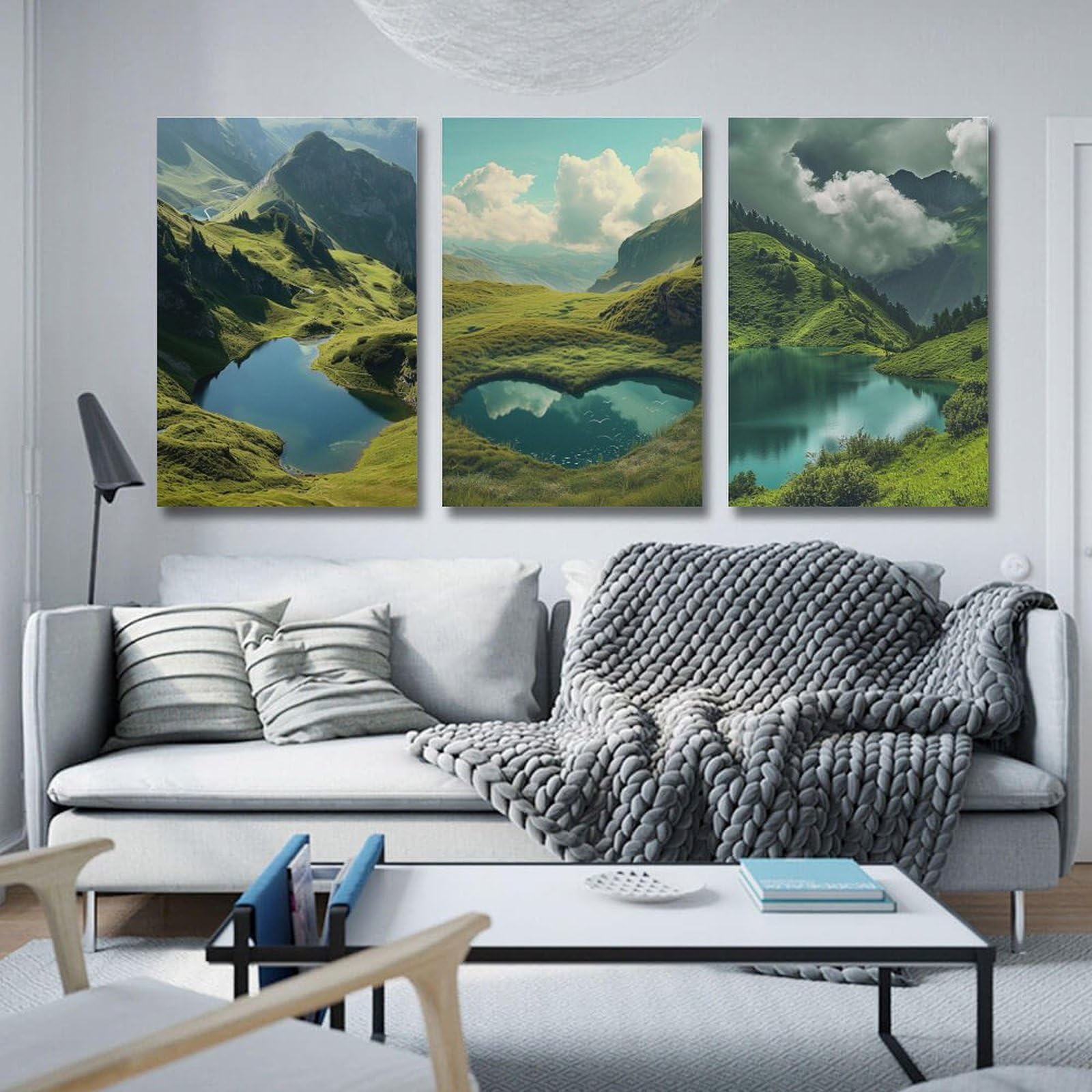 Amazon.co.jp: 3枚 さまざまな形をした山の湖 絵画 インテリア