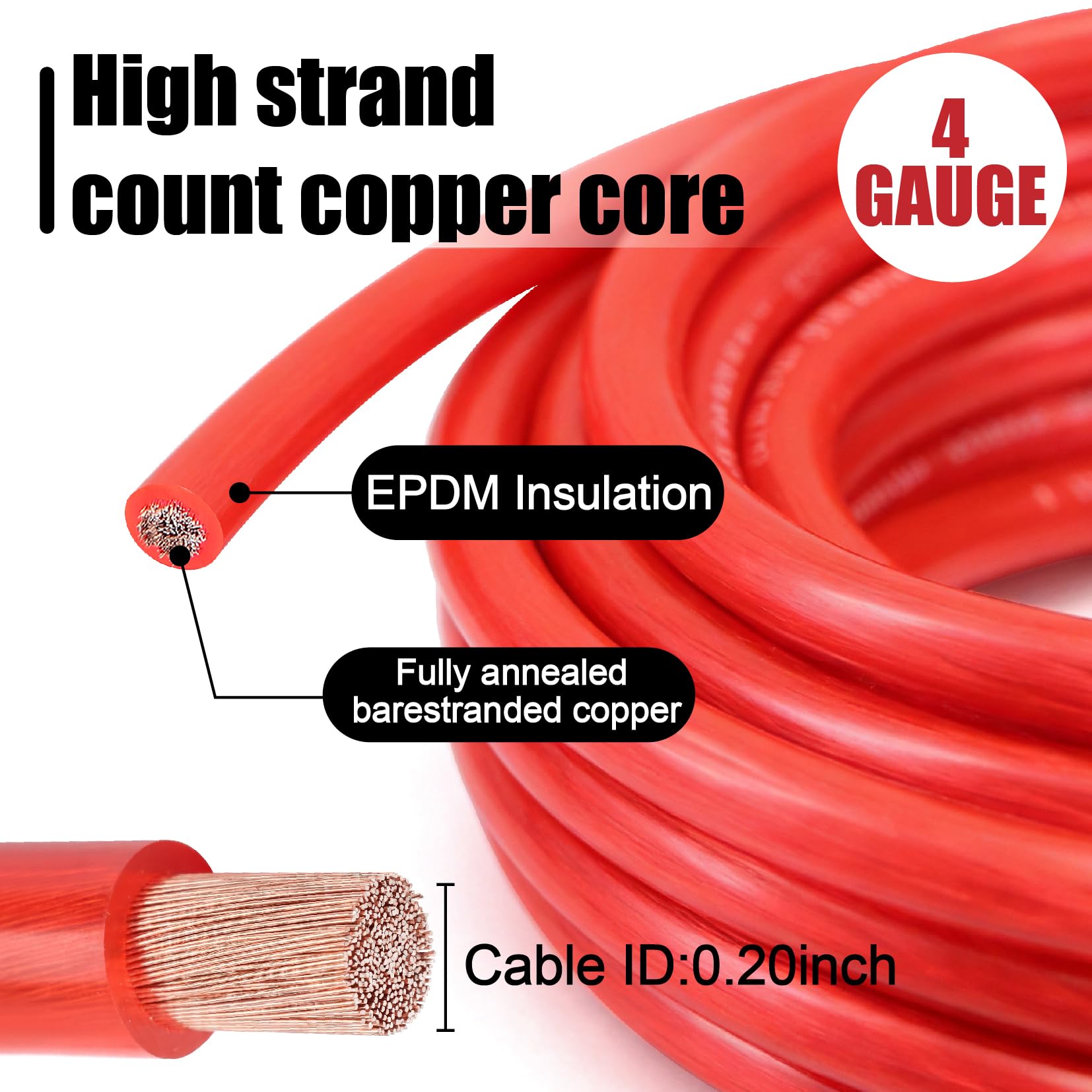 Kit de câblage double ampli de calibre 4, kit d'installation complet d'amplificateur audio de voiture 1000 W avec fusible ANL 100 A, câbles RCA OFC, fil de haut-parleur et bloc de distribution pour