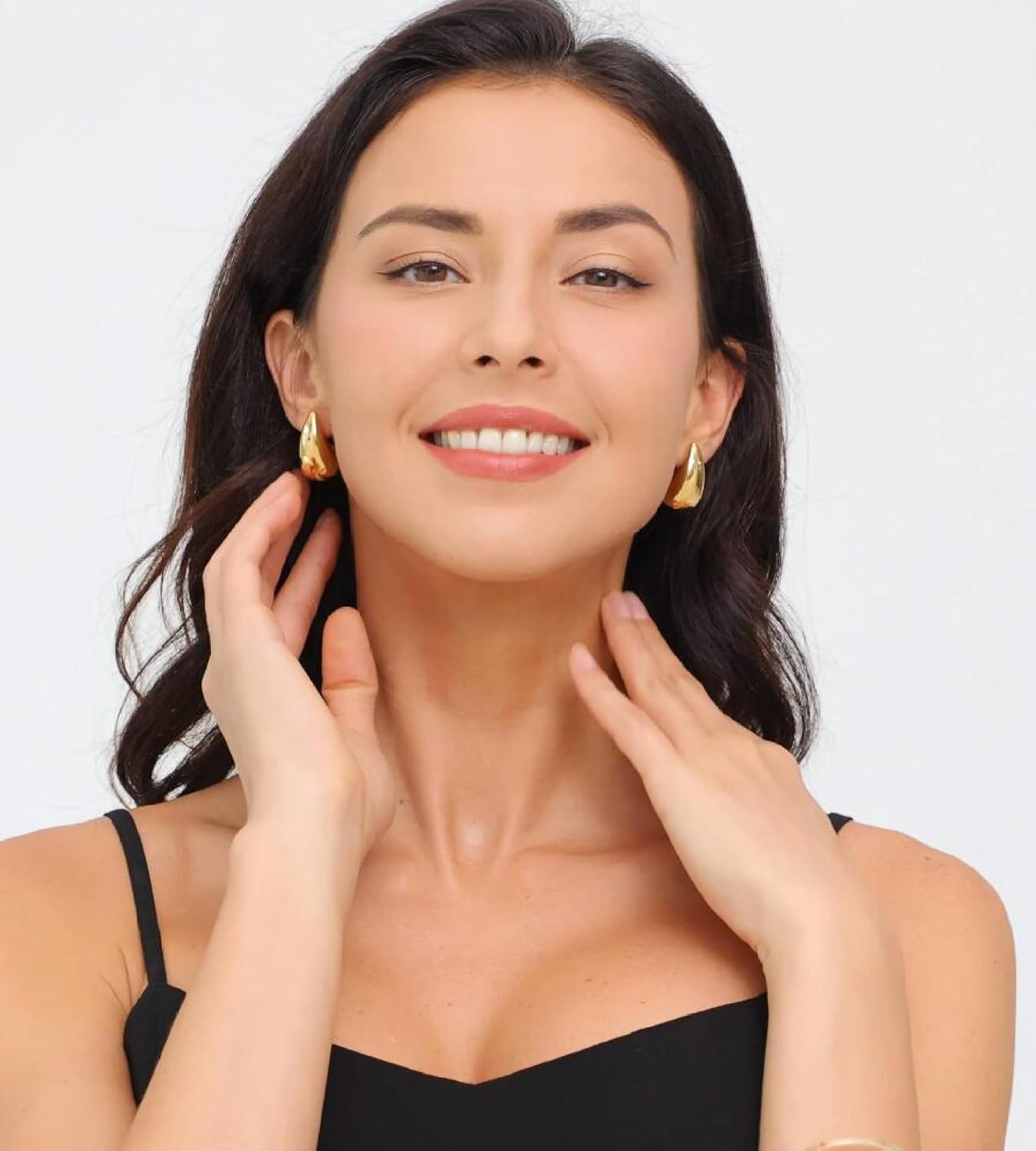 Gold Teardrop Earrings for Women, Hypoallergenic Chunky Hoop Earrings, Lightweight Drop Designer Dupe Earrings Jewelry Mothers Day Gifts for Women Girls - Image 9