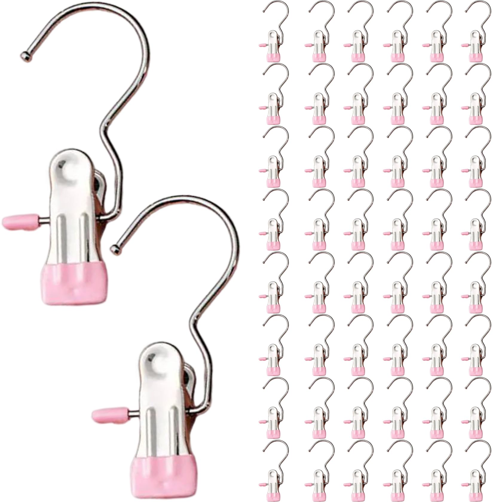 Tsawntd 50 PCS Stainless Steel BEACH TOWEL CLIPS, Portable Multifunctional Hangers Single Clip Space Saving for Jeans, Hats, Tall Boots, Towels boot hangers leggings hanger