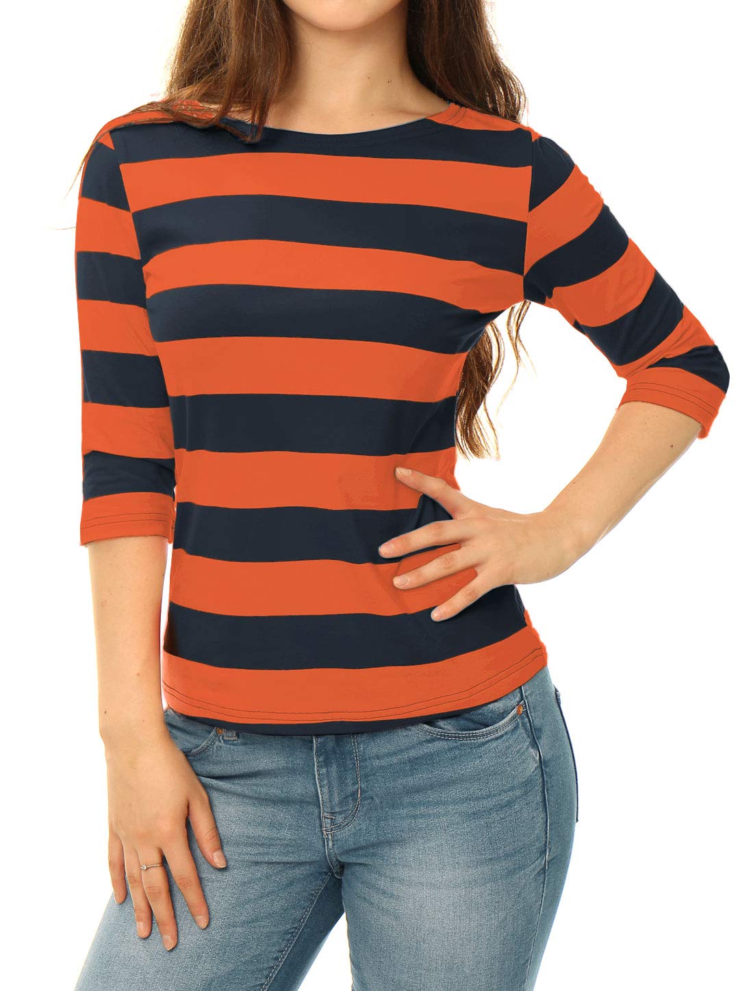 Allegra K Womens Striped Shirt Body Camicetta Donna