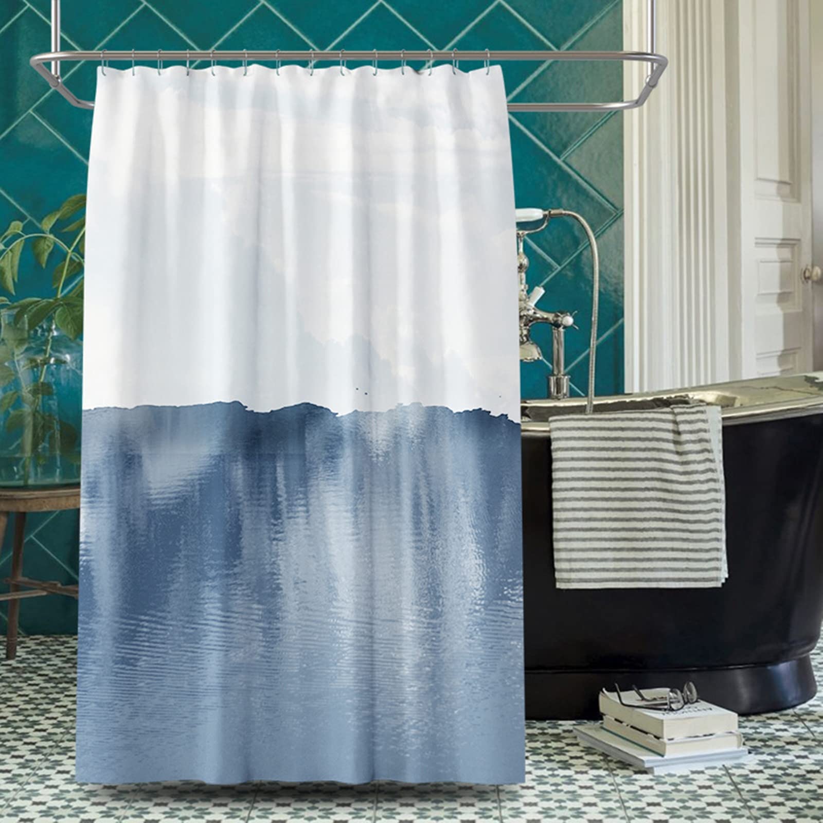 Rideau douche montagne lac 200x180cm pour créer une ambiance spa nature