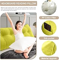 Vista 10 de Large Triangular Headboard Pillows Long Backrest Positioning Support Bolster Cushion for Daybed Fluffy Quality Plush Body Wedge Pillow with Pink