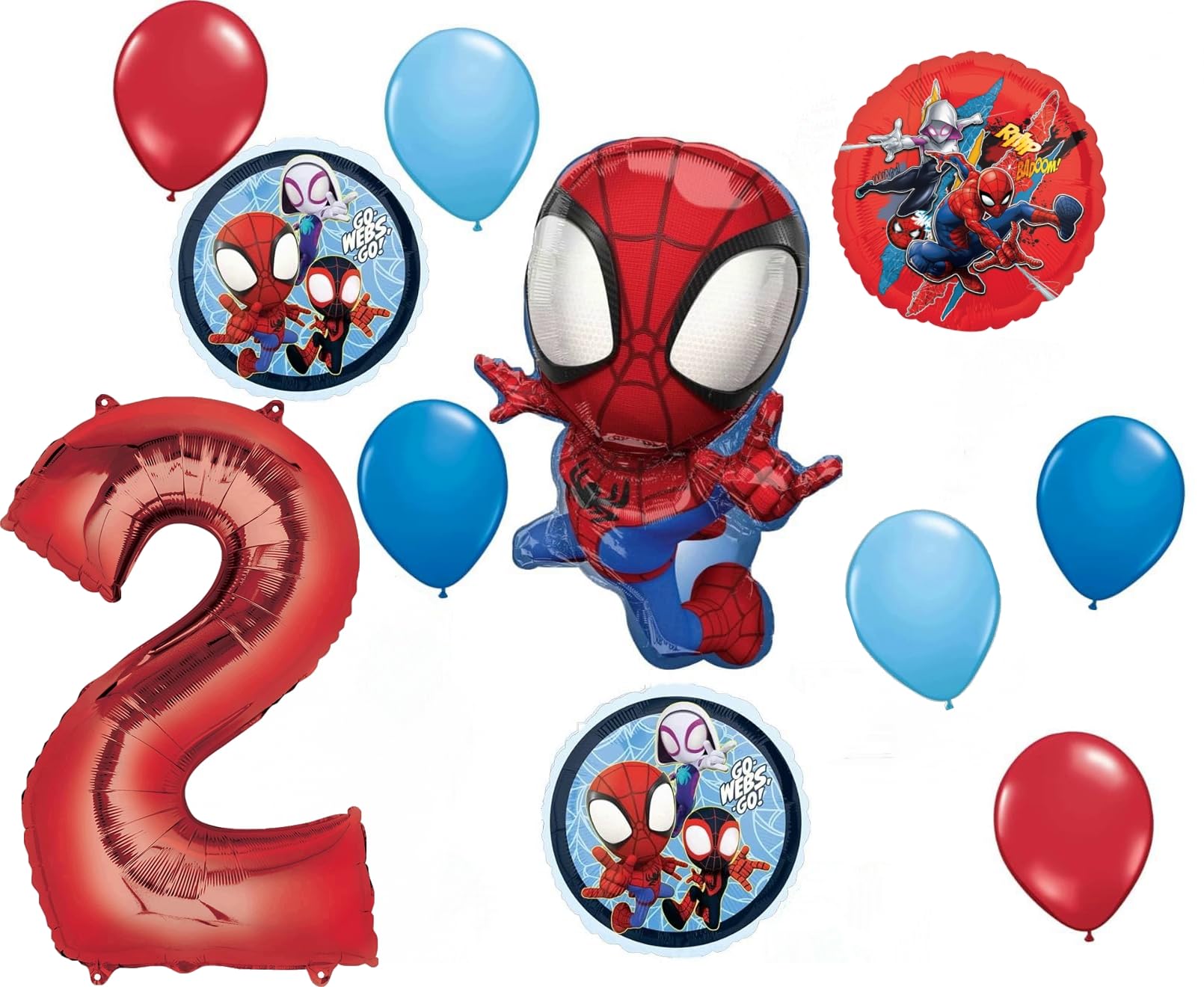 Spidey and His Amazing Friends 2nd Birthday Party Supplies 11pc Balloon Bouquet Decorations