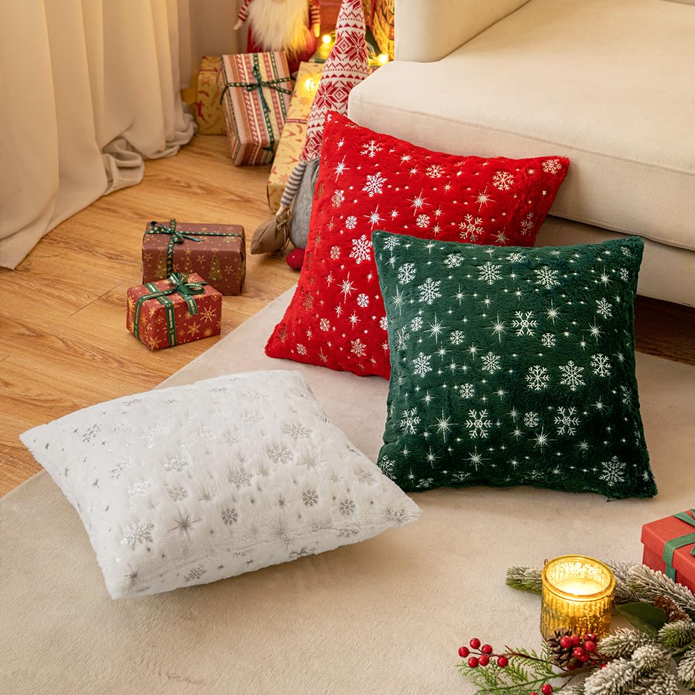 Housse Coussin Noel 30 X 50 Cm Housses De Coussin Noël Rouge Avec Flocon De Neige Doré Lot De 2 Coussin Noel Oreillers En Velours Décorations Coussin Canape Pour Le Salon, Le