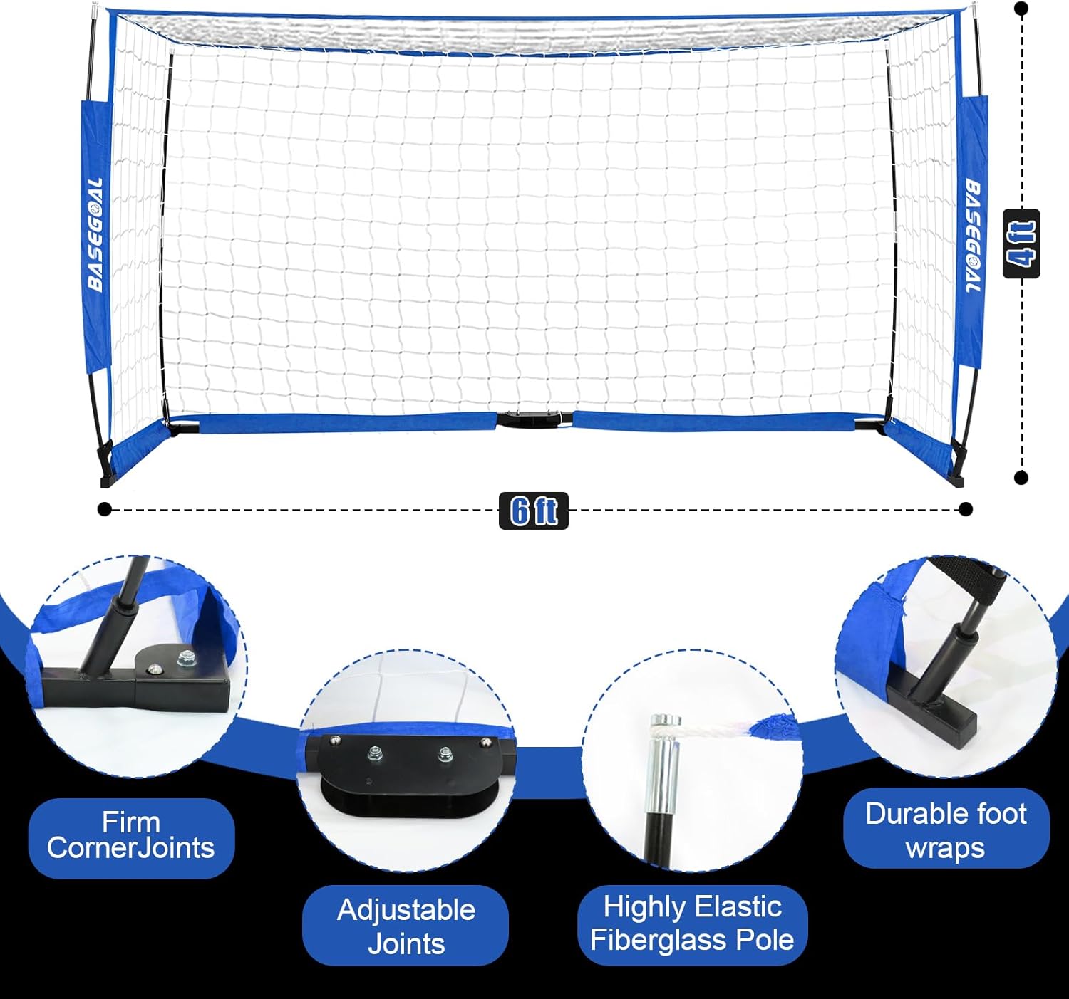 Soccer Goal,Soccer Net,Soccer Goals for Backyard,with Bow Frame,Collapsible Metal Base and Agility Ladder