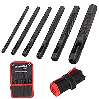 Vista 1 de Spurtar Juego de 6 perforadores huecos de cuero redondo de alta resistencia 1/8 pulgadas 5/32 pulgadas 3/16 pulgadas 7/32 pulgadas 1/4 pulgadas 5/16