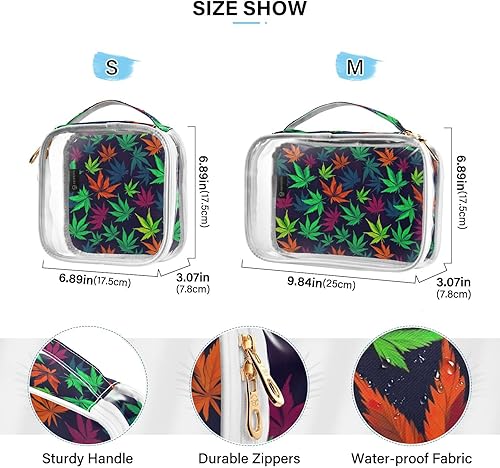 Miniatura 4 de Marijuana Leaves Clear Toiletry Bag for Traveling,2 Pack Makeup Cosmetic Bag with Zipper,Travel Bag for Toiletries,Travel Essentials 21215295