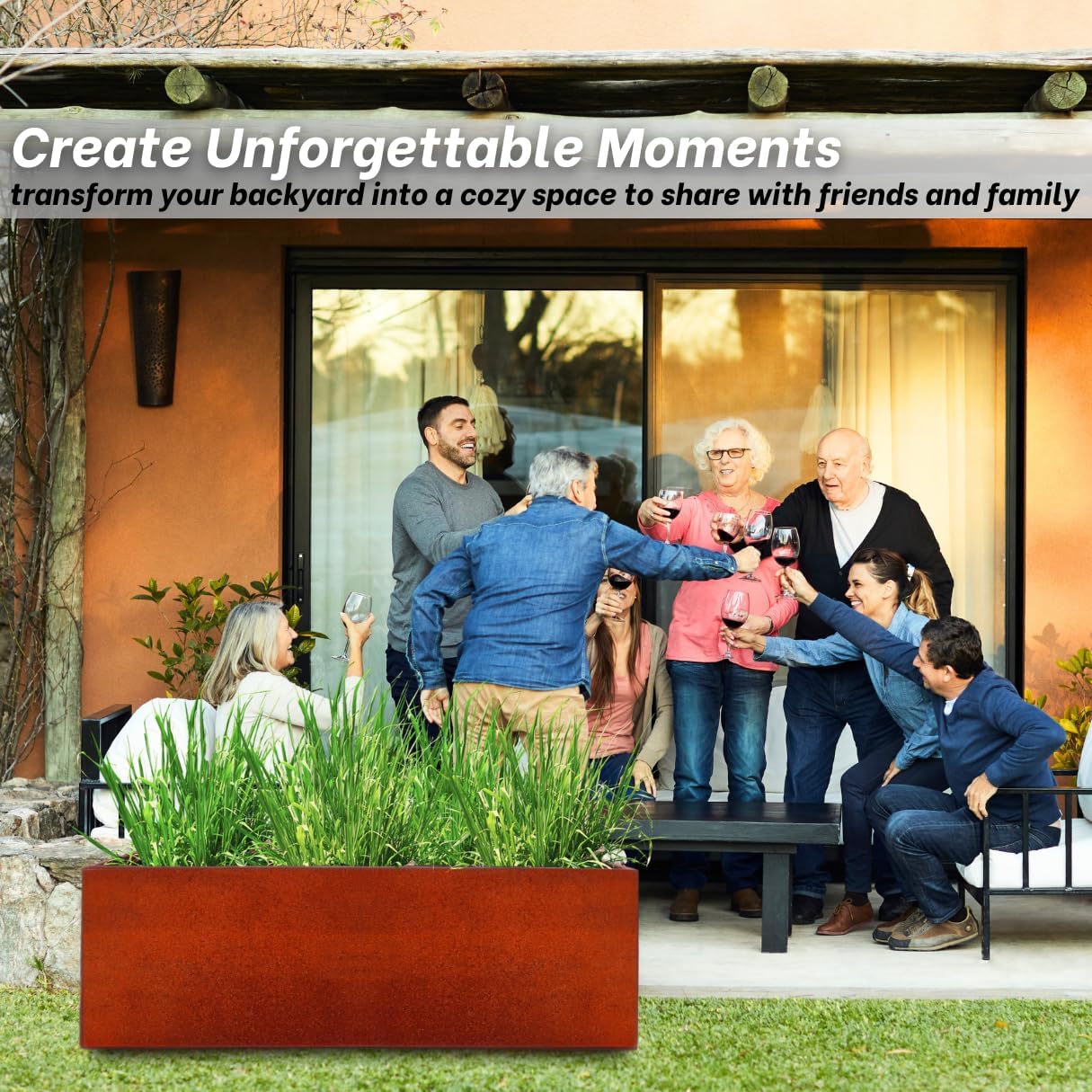 Corten Steel Planter Series Long Box Planter, Large Rectangle Metal Box Outdoor - Flower Pot for Garden, Patio, Commercial, Farmhouse, Industrial - Rectangular Plants Container 46" L