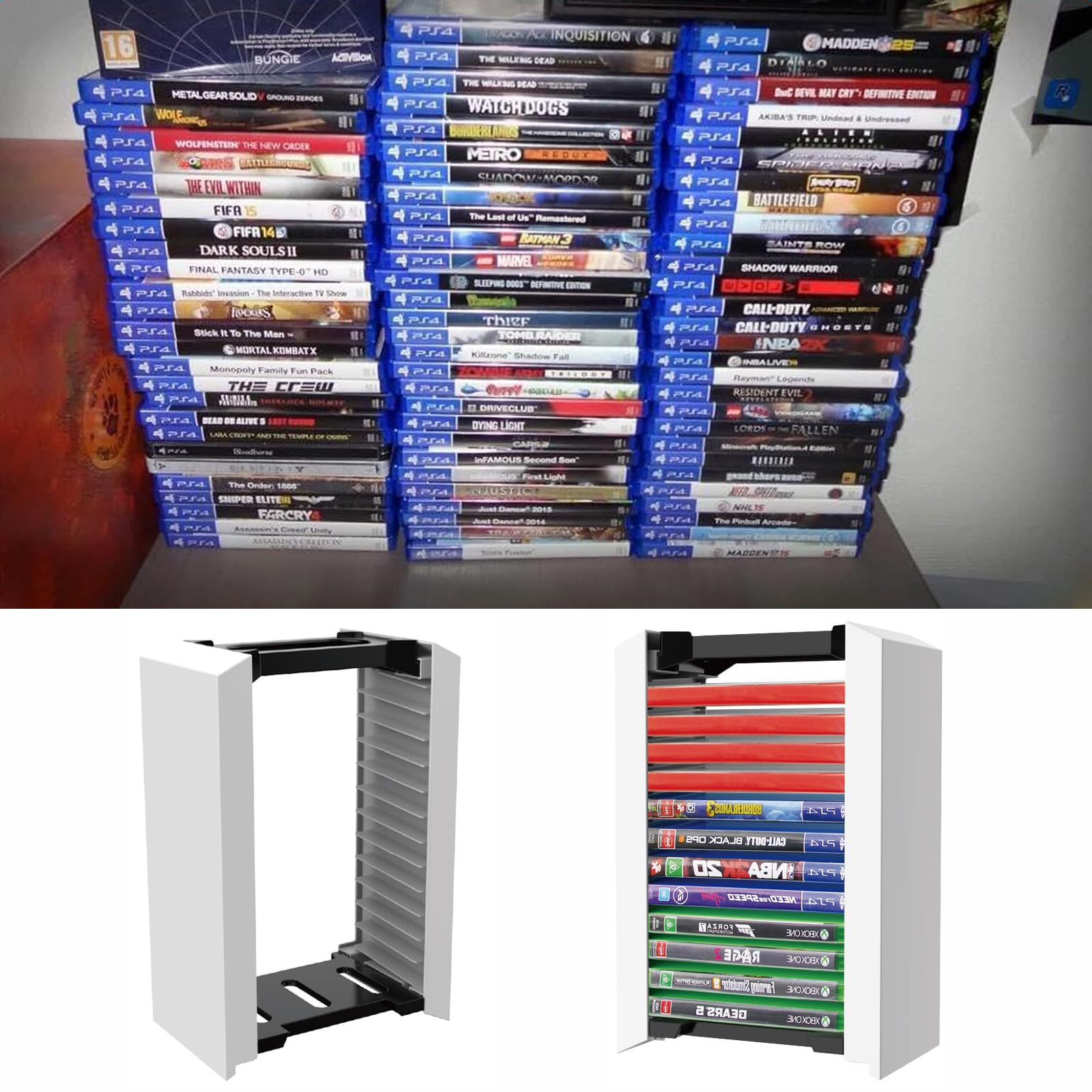 iFCOW Torre di archiviazione per giochi per PS5, scatola di archiviazione per dischi di gioco rack 12 giochi supporto per dischi di gioco per PS5