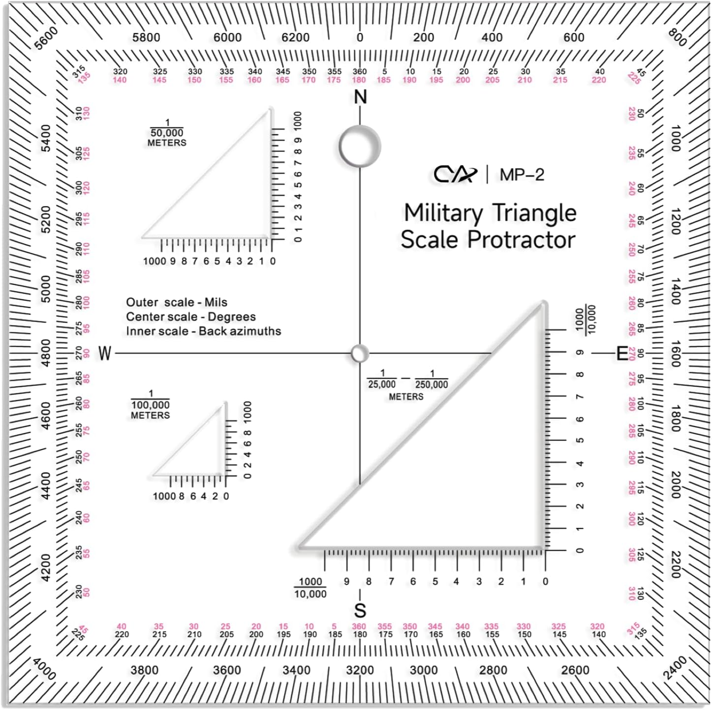 CYA Military Map Protractor Coordinate Scale Map for Land Navigation, Military Style UTM/MGRS Coordinate Scale