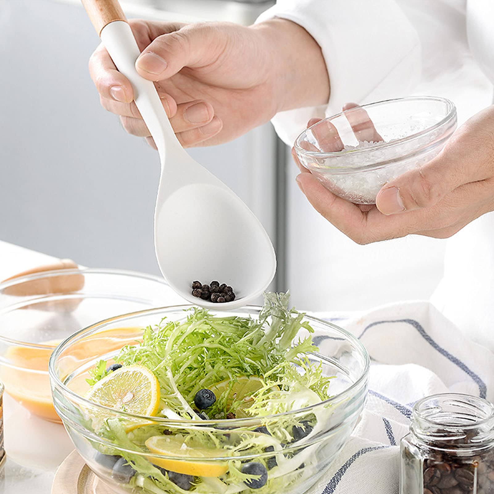 Fdit Kit d'ustensiles de Cuisine antiadhésif en Silicone, Ensemble d'ustensiles de Cuisine en Silicone résistant à la Chaleur pour la Cuisine pour la Cuisson