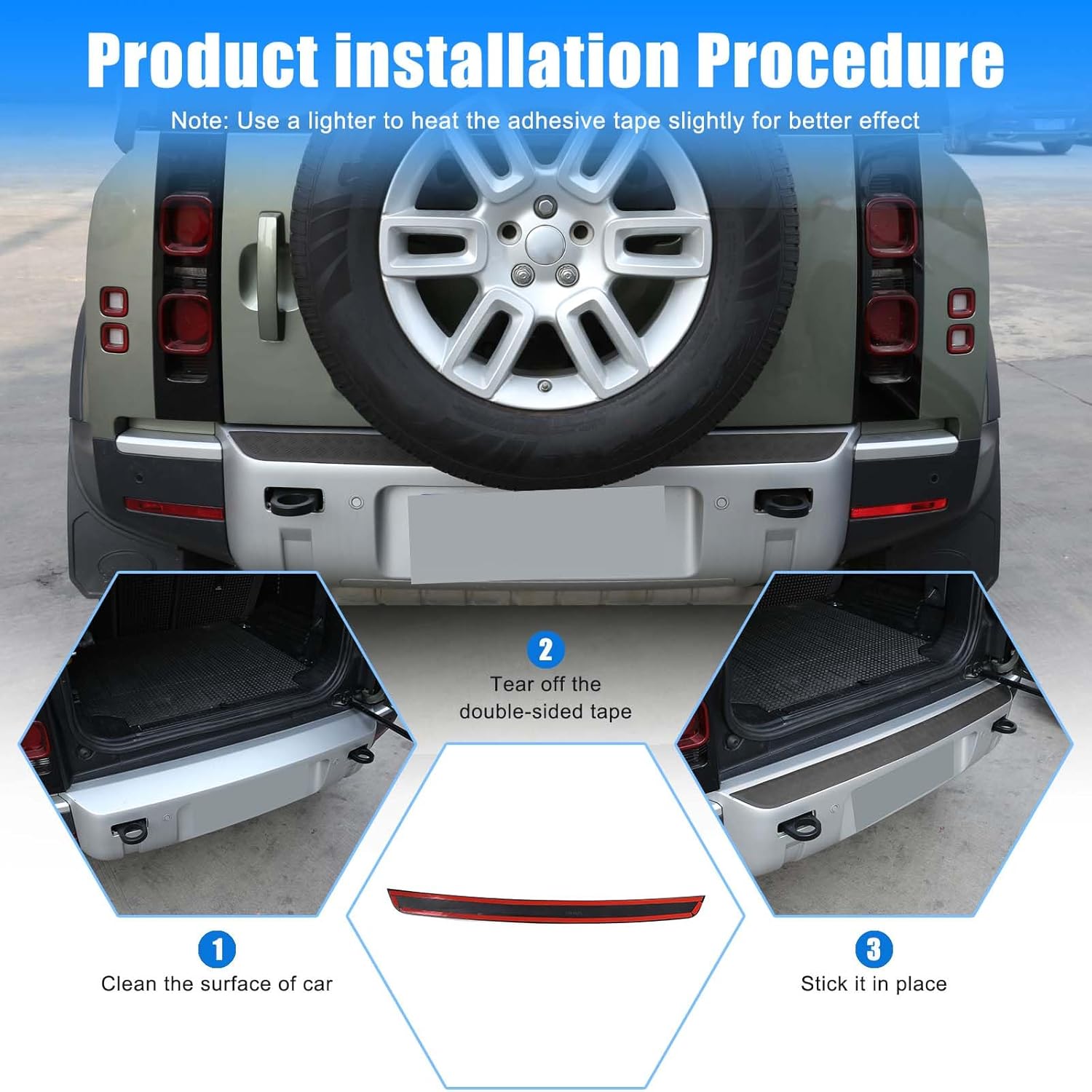 Rear Bumper Protector Guard Compatible with 2020-2023 LR Defender 90 110 130, Trunk Door Sill Protection Strip Anti-Scratch Accessories, PP Material (Soft)