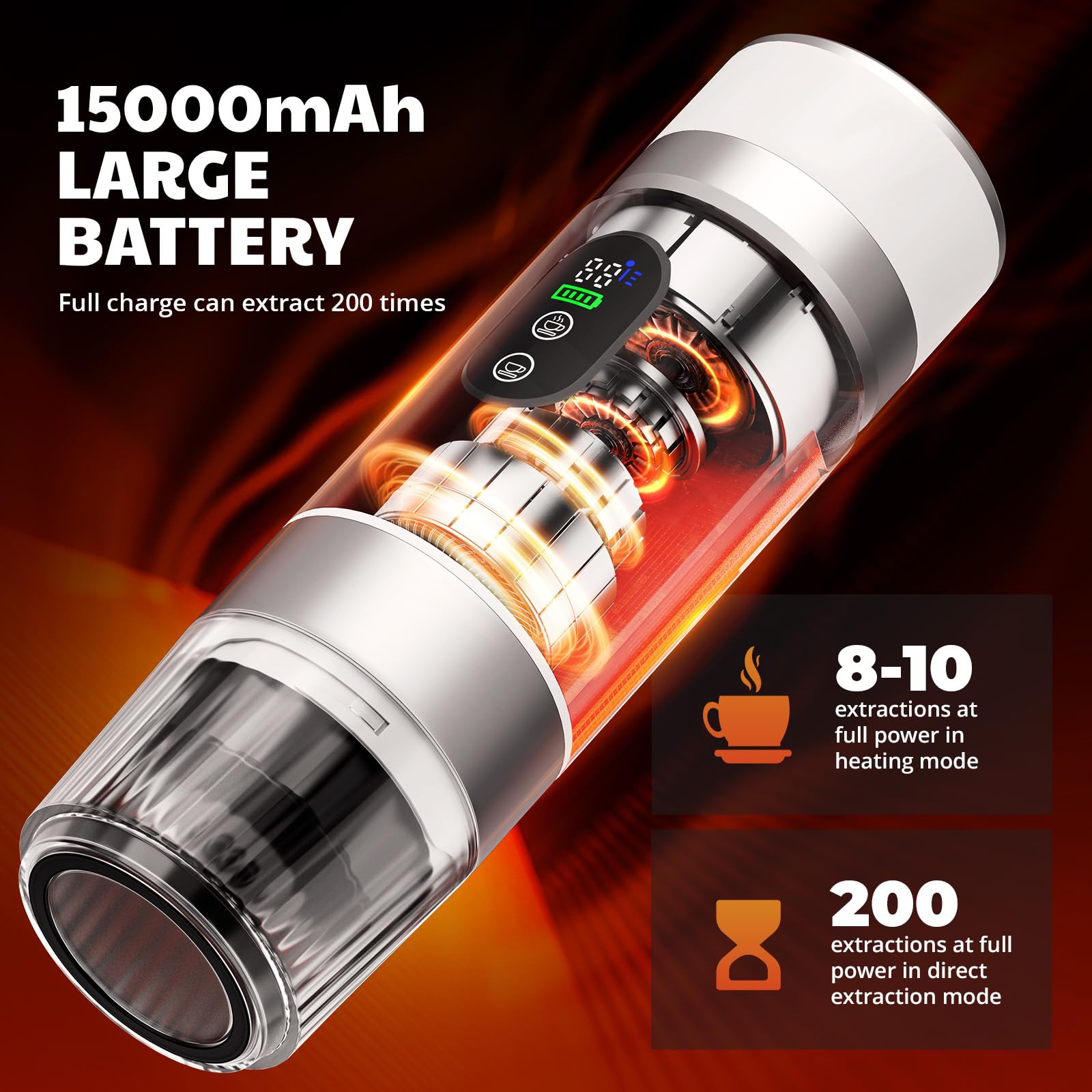 Cafetera Espresso Eléctrica Portátil 3 en 1,Cafetera de Viaje para Camping con batería de 2 × 7.500 ma,20 Bar,USB-C,Cafetera Pequeña 3 en 1 con Café Molido y Cápsulas (NS & DG) para RV,Viaje