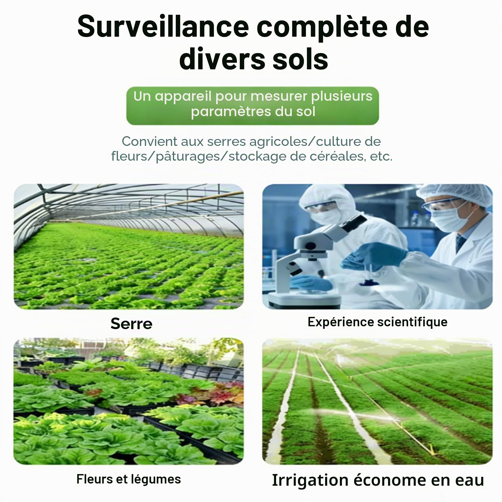 Testeur De Sol, Analyseur De Sol Numérique USB, Testeur Npk (Azote, Phosphore, Potassium), PH, Humidité, Conductivité électrique (EC) pour Application Android, Test De Fertilité du Sol pour Jardin
