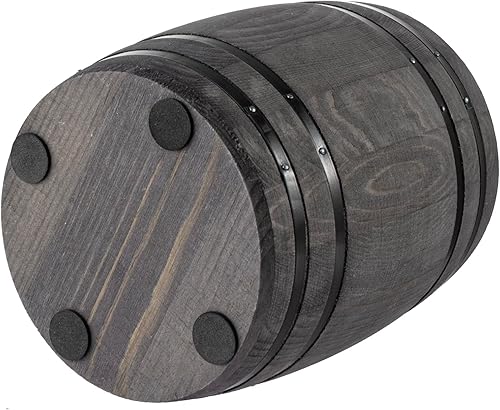 Miniatura 7 de MyGift Soporte para Utensilios de Cocina con Diseño de Barril de Vino, Portaherramientas de Cocina de Madera Maciza Gris Vintage