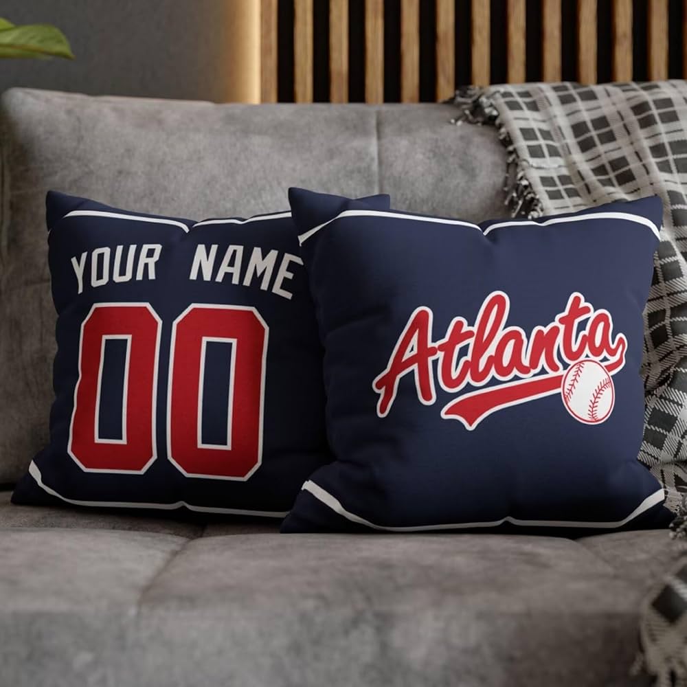 ANTKING Atlanta Throw Pillow 2 Packs Custom Name and Number for Men Women Boy Personalized Gifts