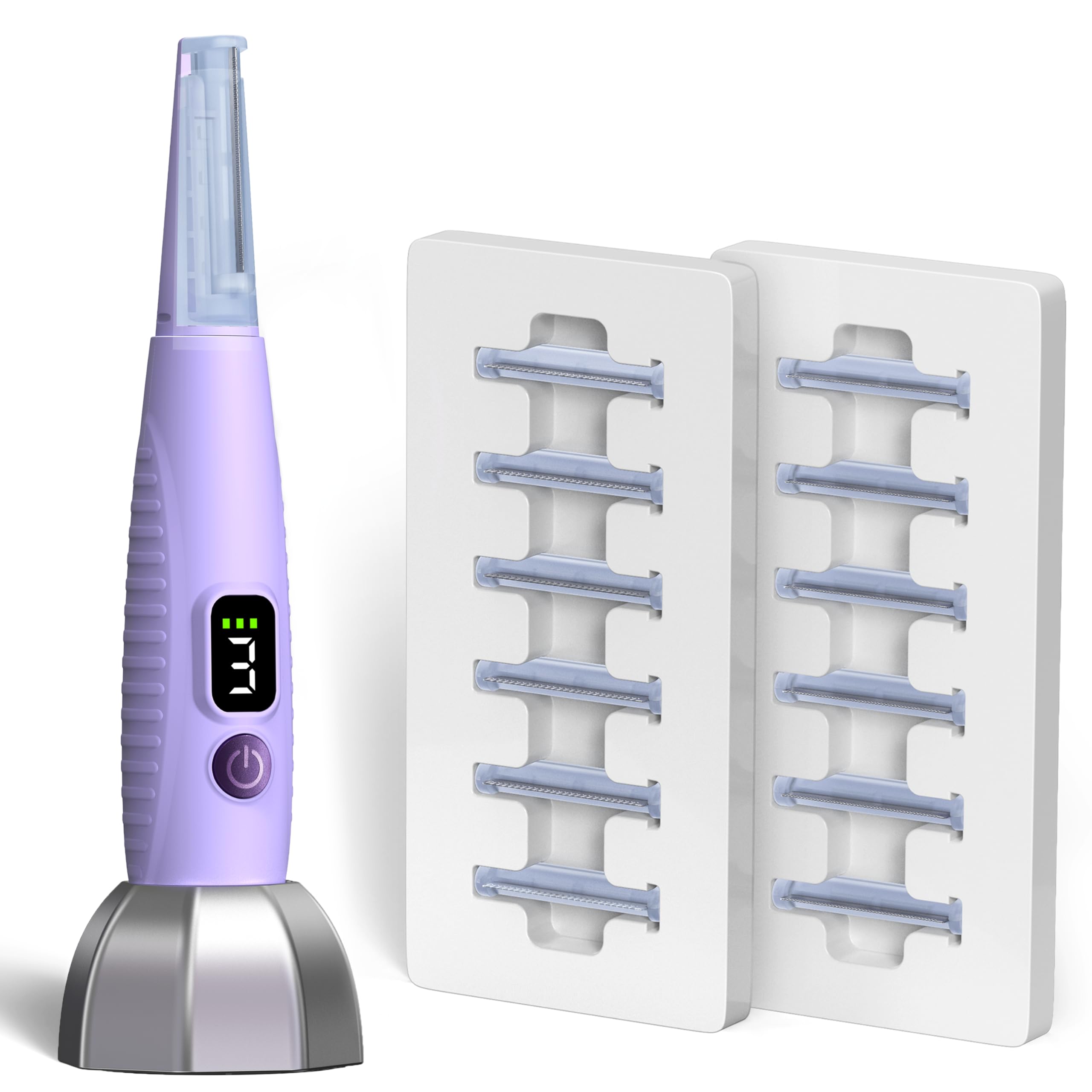 Photo 1 of **FACTORY SEALED**  Sonic Dermaplaning Tool for Face, Facial Exfoliation & Peach Fuzz Hair Removal with 12 Rechargeable Blades, 3 Speeds Dermaplane Razor for Women Face, Purple