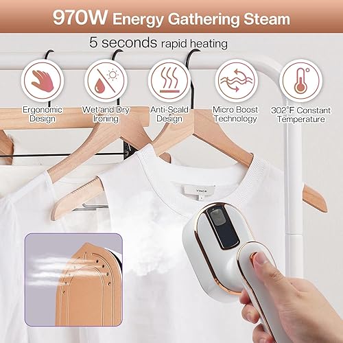 Miniatura 2 de SEAINS Mini plancha de vapor, vaporizador de viaje para ropa, mini plancha portátil, vaporizador portátil para planchar en seco y húmedo,