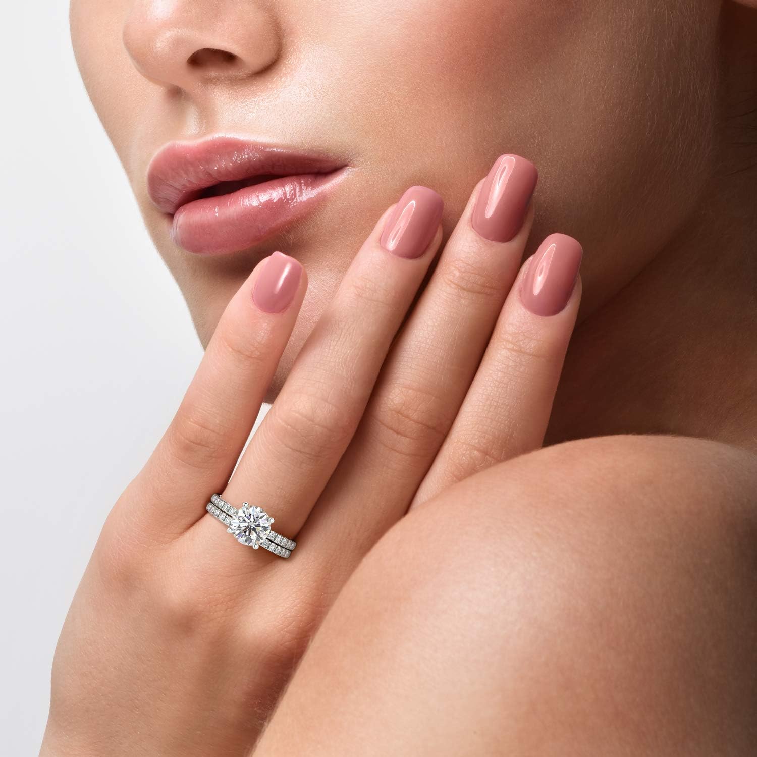 2 Carat Moissanite Engagement Ring with 1/3 Carat Round Natural Diamond in 14K Gold (G-H/VS, G-H/SI, cttw, DEW) for Women Size 4 to 11