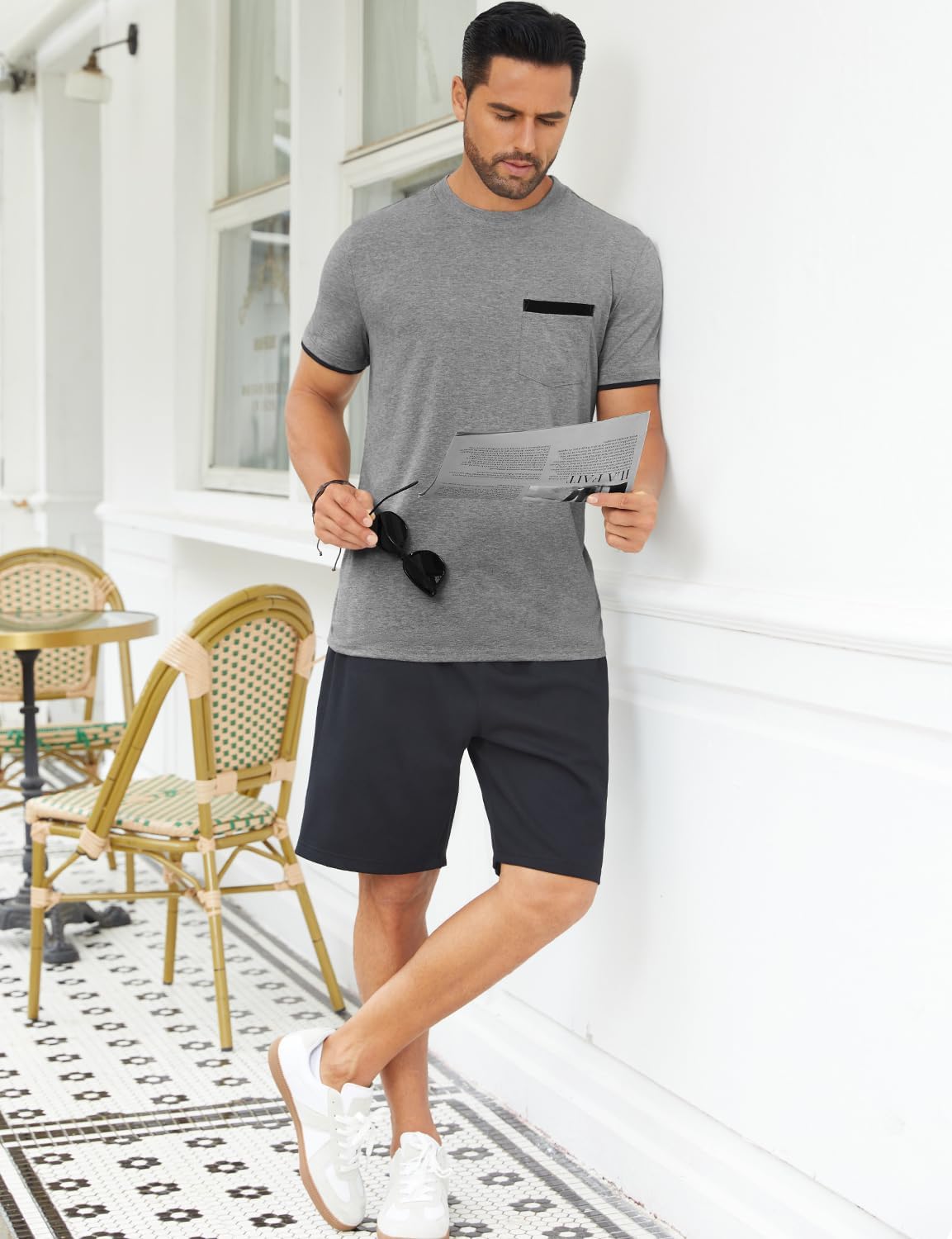 Hardaddy Men's Color Block Pullover Crew Neck Short Sleeve Tee Shirts with Pocket - Image 5