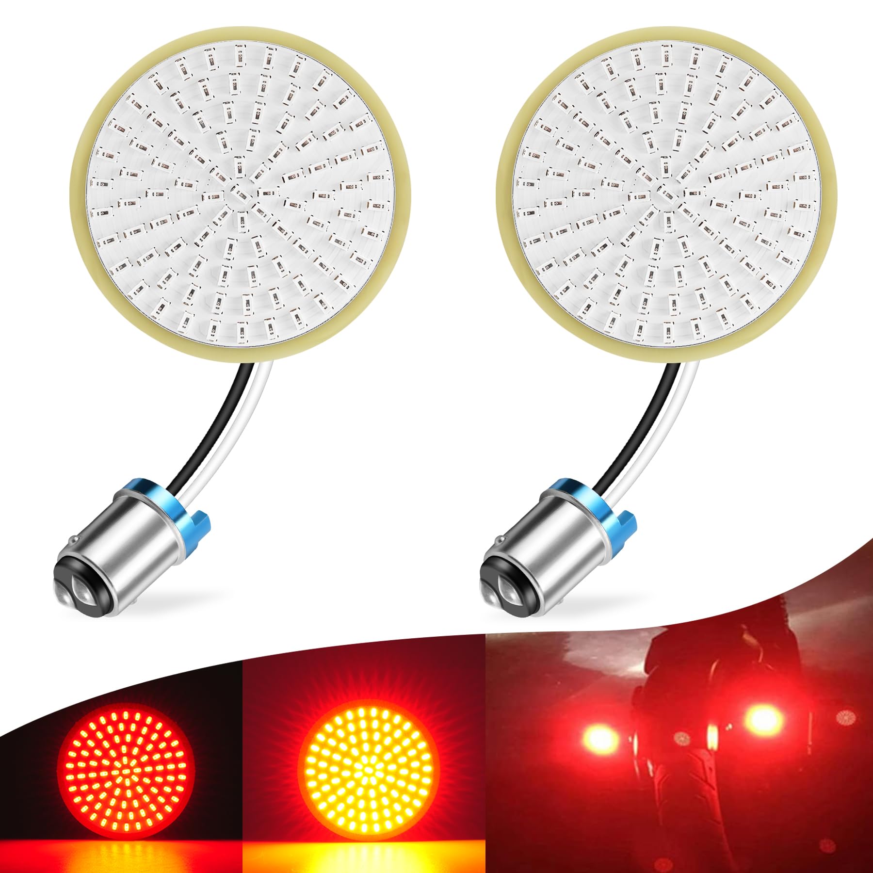 LivTee 2" 1157 Rear LED Turn Signals Fit Harley Davidson Running Light
