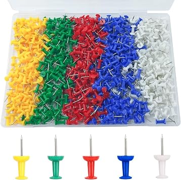 600 pcs Assorted Colors Thumb Tacks for Cork Board, Round Heads Push Pins Tacks, Stainless Poin Map Pins, for Photos Hanging Tacks,Tags, Office and Home,Bulletin Board
