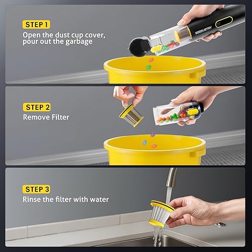 Miniatura 8 de SEEDUSTRY Aspiradora portátil inalámbrica para automóvil, 6 en 1, mini aspiradora inalámbrica con motor sin escobillas y potente succión de 18000