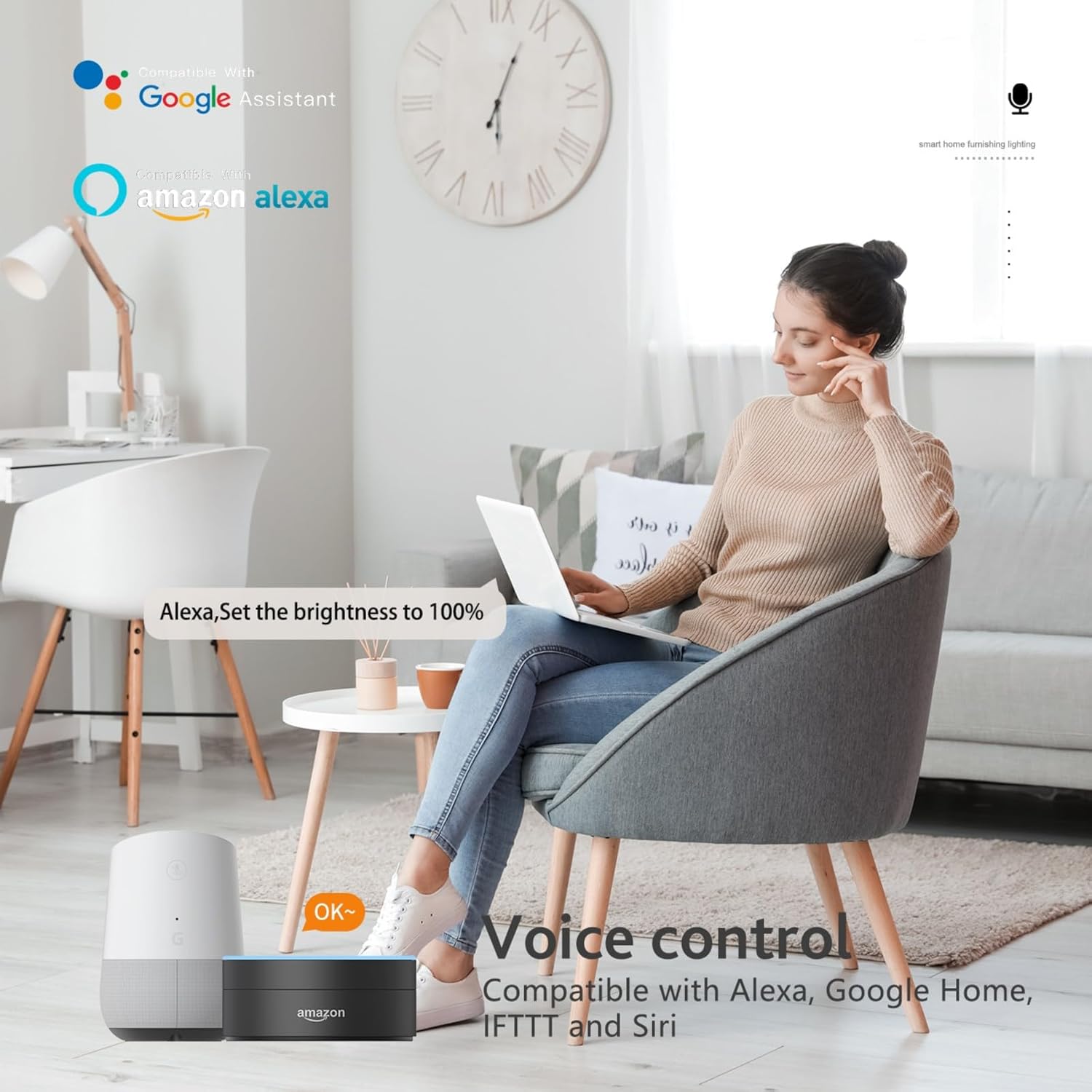 Smart Recessed Lighting 4 Inch RGB 2700K-6500K Color Changing 5W LED Downlight with Junction Box,1080 Lumen Recessed Ceiling Light Compatible with Alexa,Dimmable Control(4 in 4 Pack)